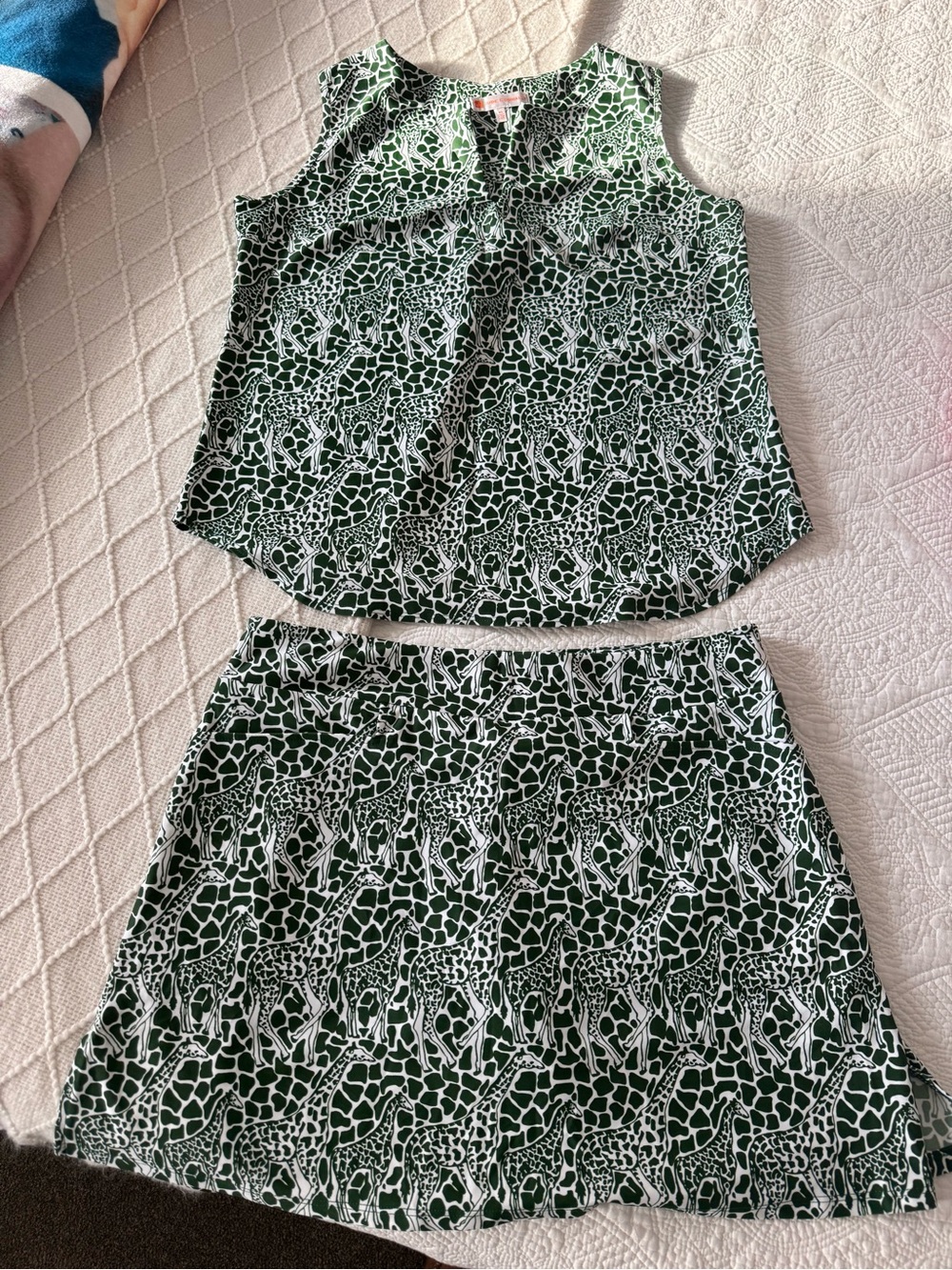 Jude Connally Green and White Giraffe Print Two-Piece Set